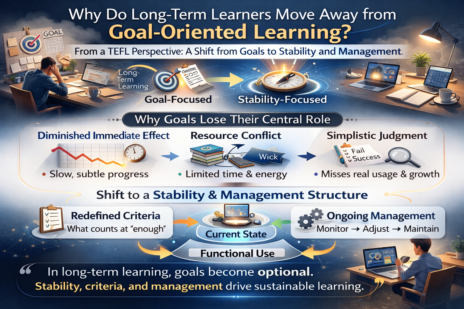 TEFL 영어교수법 장기 학습자는 왜 더 이상 ‘목표 중심’으로 움직이지 않는가