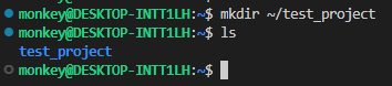 mkdir ~/test_project