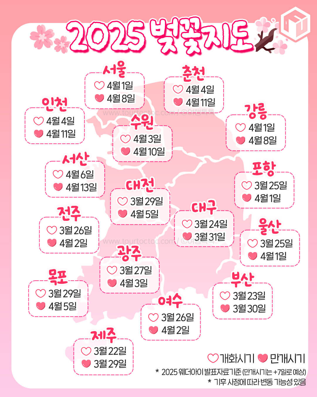 2025 벚꽃 개화 지도