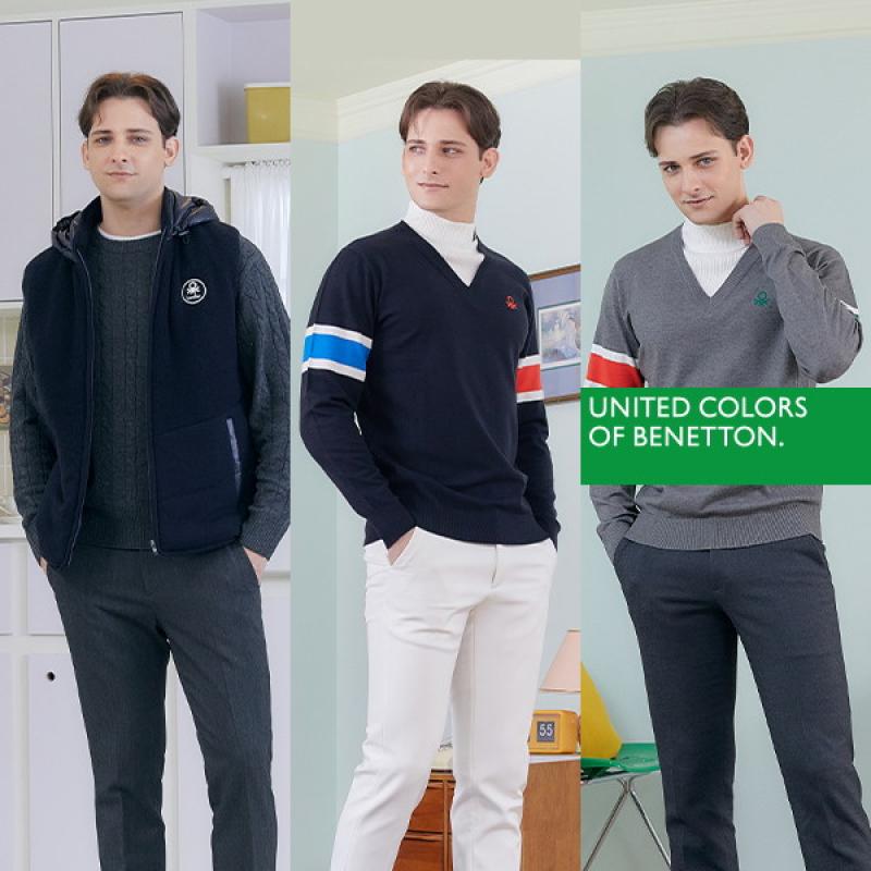 242486 베네통골프 23FW 남성 하이브리드 패딩 1종 터틀넥 니트 1종