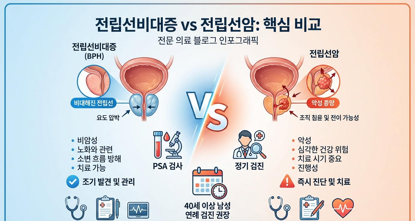 전립선비대증 vs 전립선암 비교