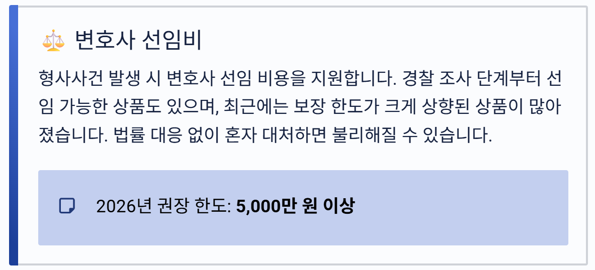 운전자보험 보장내용