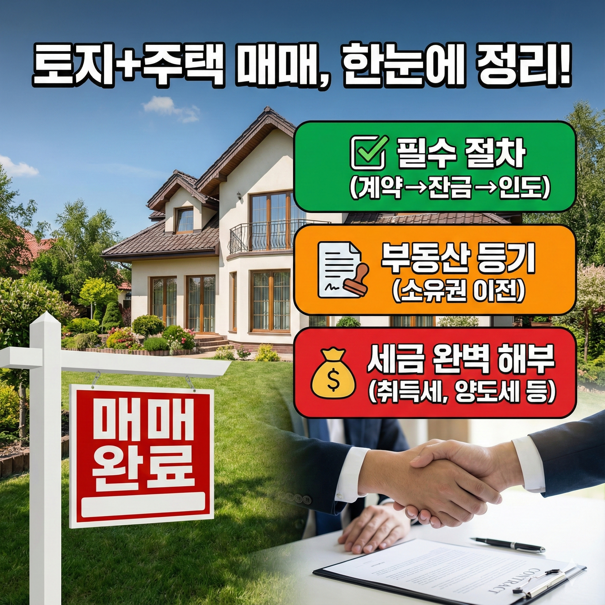 토지 있는 주택을 매매할 때 필요한 절차와 등기&middot;세금까지 한눈에 정리