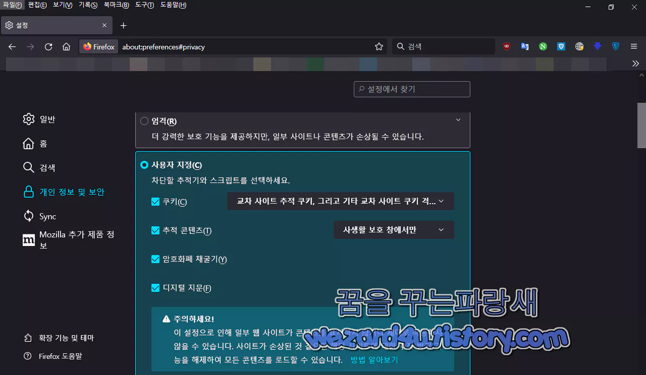 브라우저 개인 정보