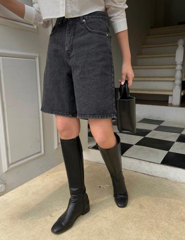 (당일)여성 흑청 4부 5부 청 반바지 데님 팬츠
