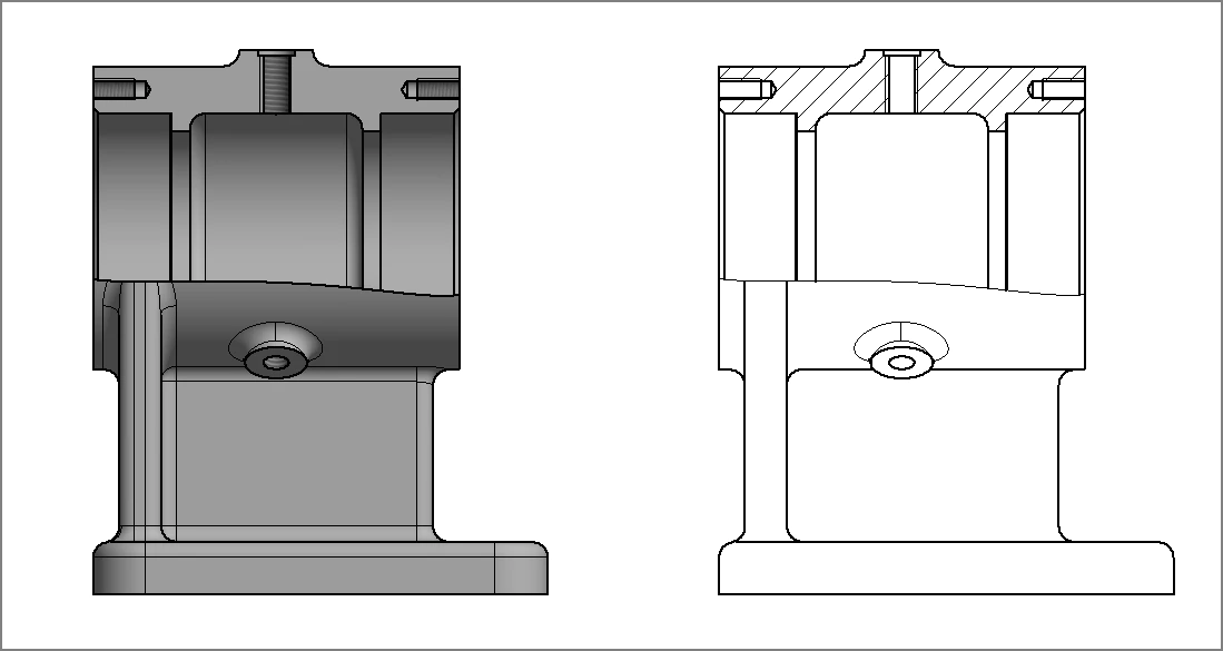 절단된-모델의-형상이-뷰에-투영된-모습