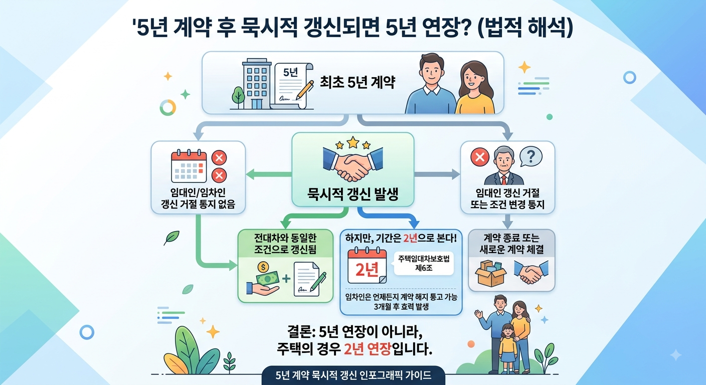 5년 계약 후 묵시적 갱신되면 5년 연장? 건물주와 세입자 모두 속을 수 있어.
