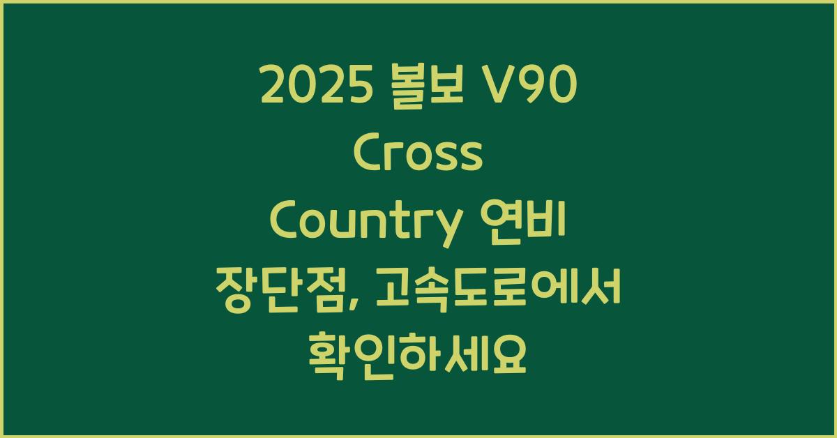 2025 볼보 V90 Cross Country 연비 장단점