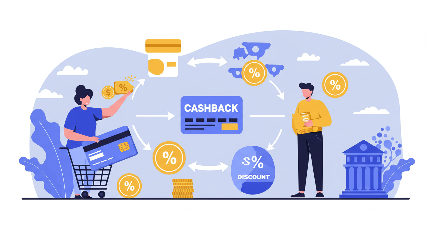 카드 소비 후 포인트와 캐시백을 받는 구조 설명 삽화