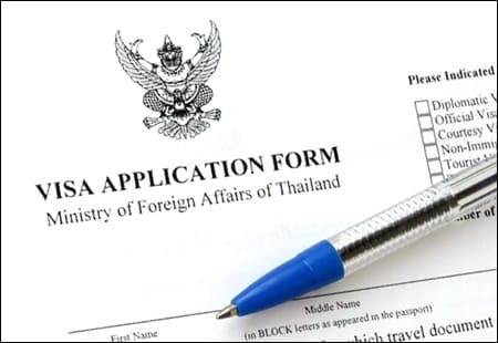태국 비자 신청서
