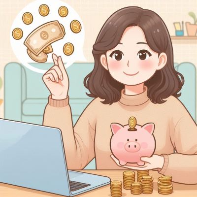 저금하는 여성 이미지