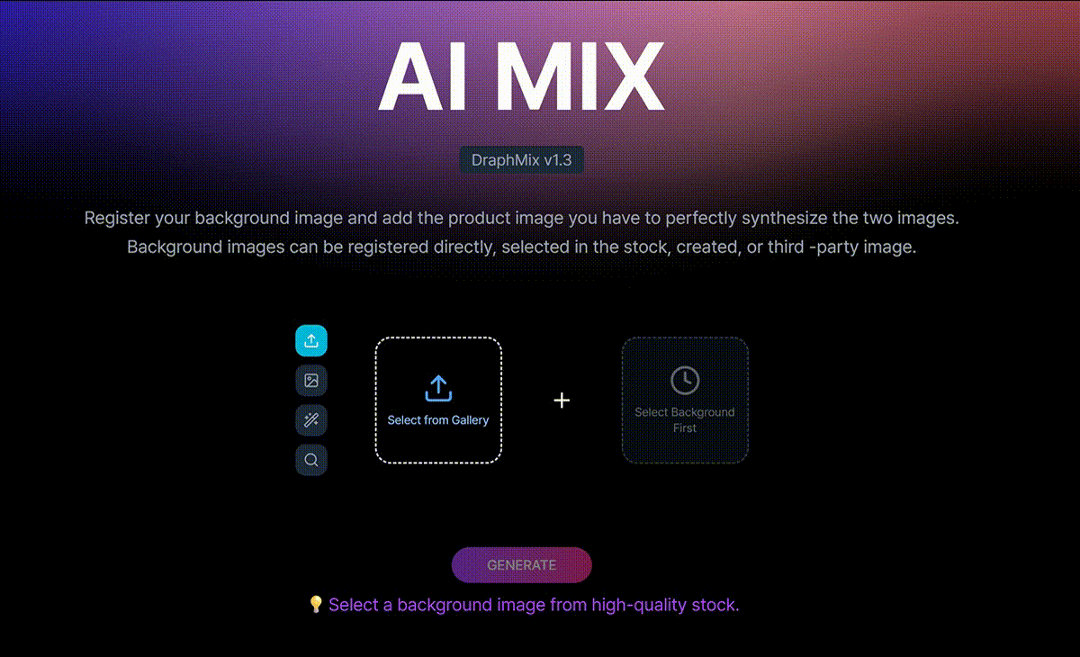 AI Mix Step 1: Select Background Image (= Model Image)