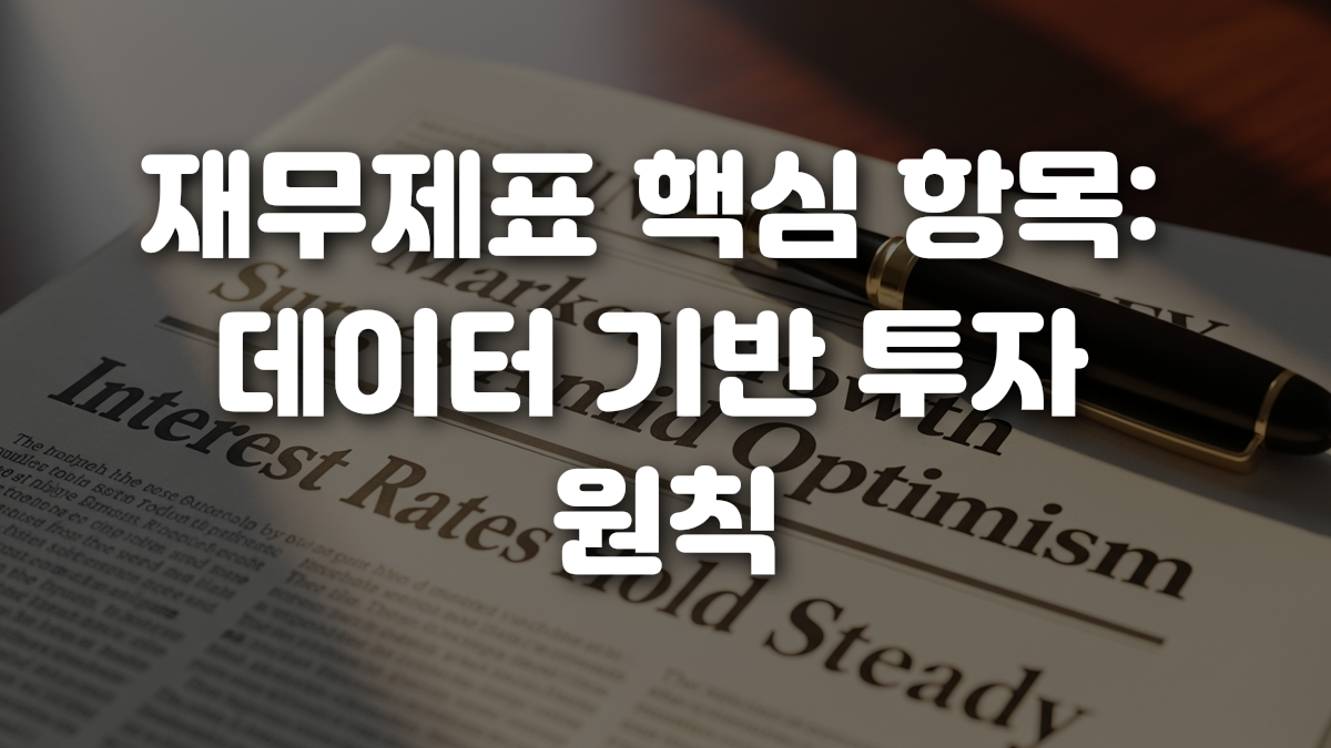 재무제표 핵심 항목 데이터 기반 투자 원칙