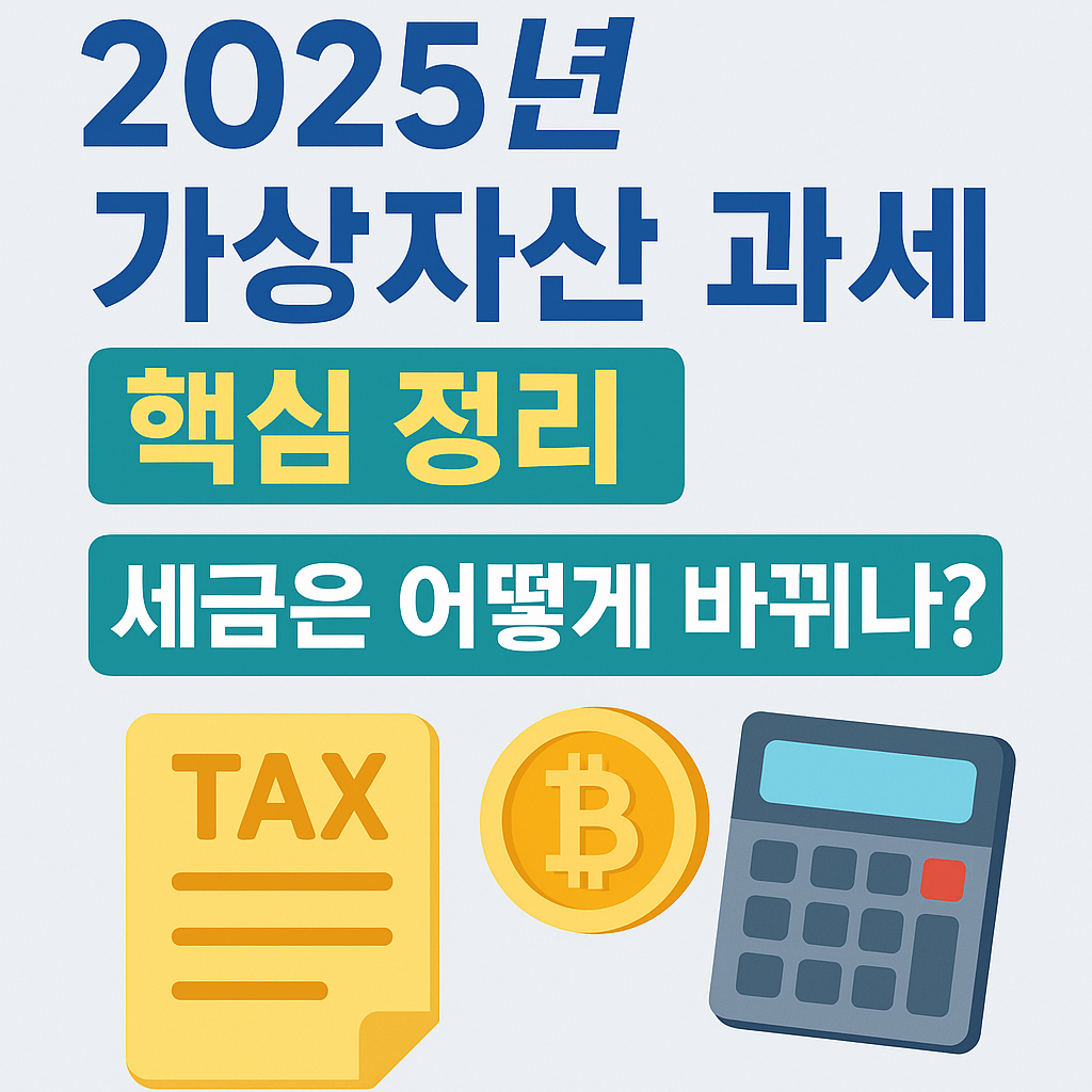 2025년 가상자산 과세 변화 핵심 내용을 보여주는 세금 테마 썸네일 이미지