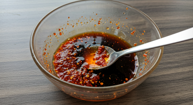 양념장을 섞고 있는 모습