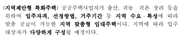 지역제안형 특화주택