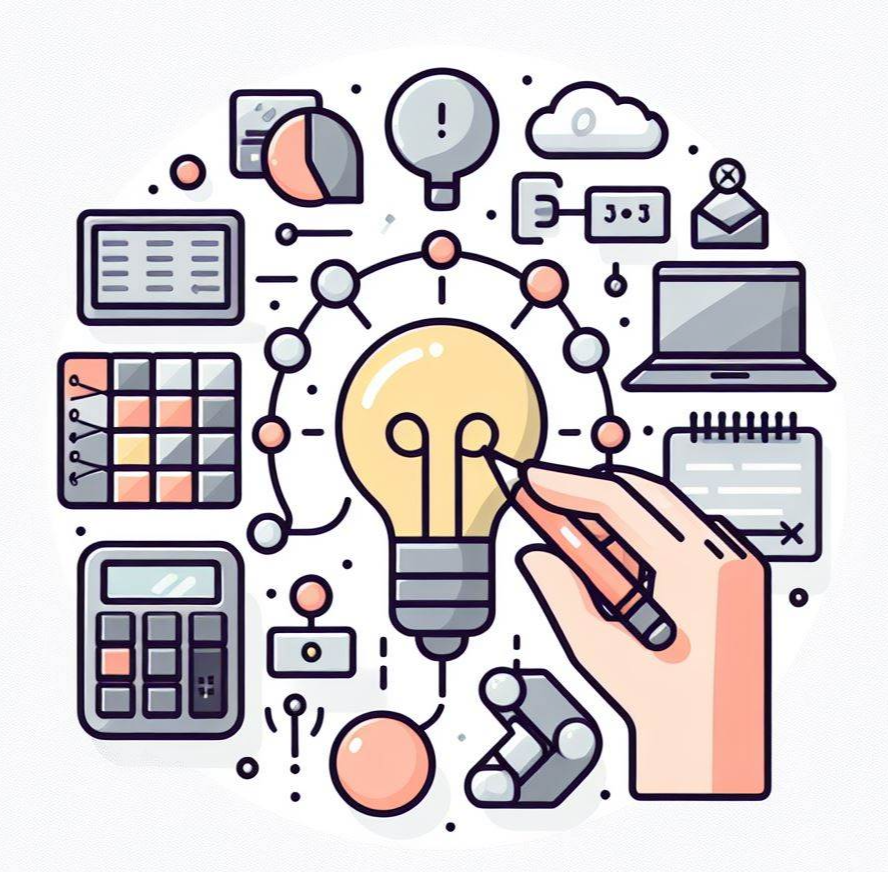 전구 중심으로 다양한 기기 그림