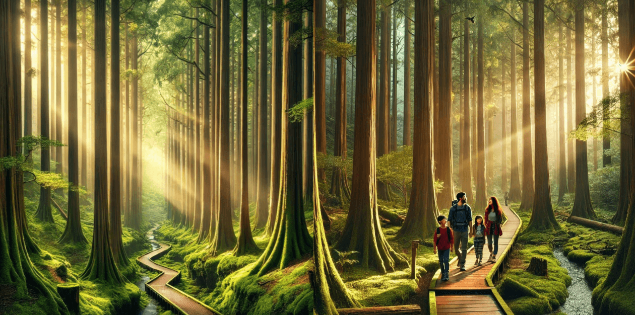 편백숲의 아름다운 산책길