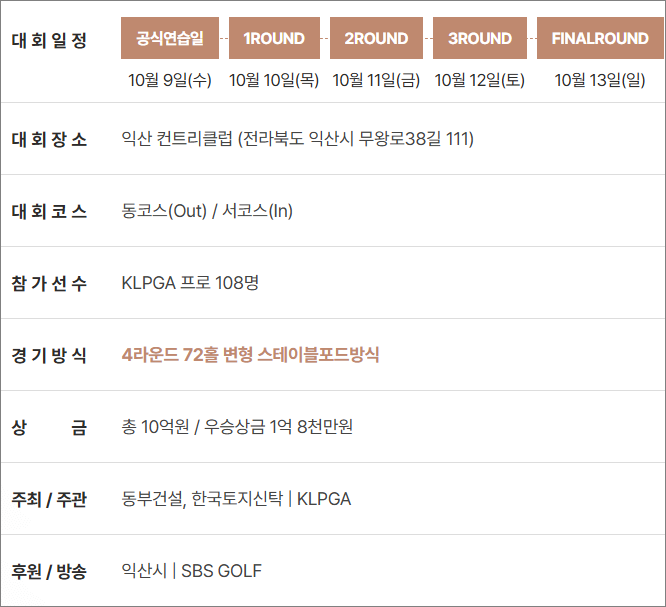 대회 일정 및 장소 안내