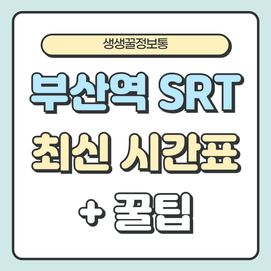 부산역 SRT 최신 시간표 요금 예매 환불규정 탑승위치 +꿀팁