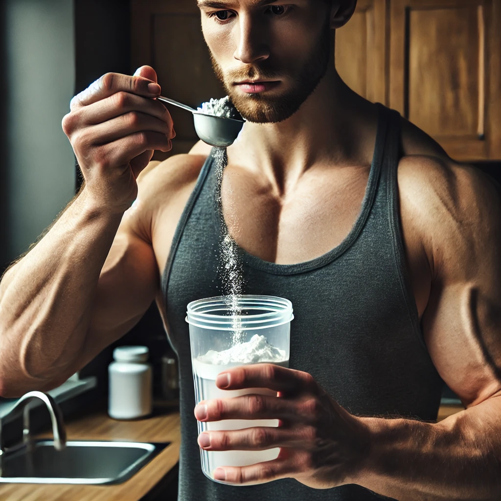 크레아틴을 섭취하는 남자