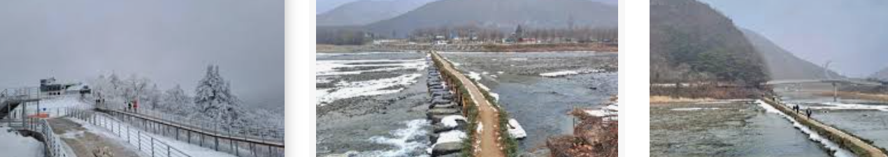 아우리지 눈꽃길 눈이 내린 모습