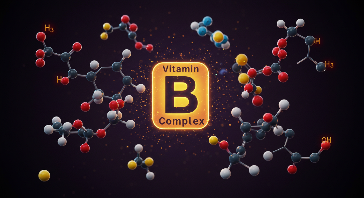 비타민 B군의 화학적 이미지이다.