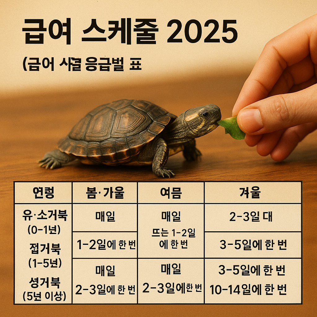 [급여 스케줄 2025] 거북이 먹이 주는 법 ｜ 연령·계절별 표