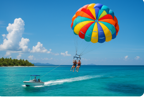 패러세일링을 즐기는 관련 이미지
