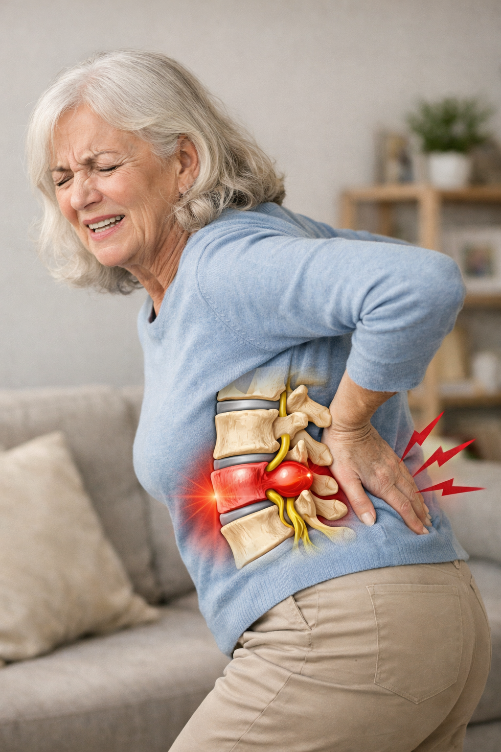 허리디스크로 아파하는 할머니