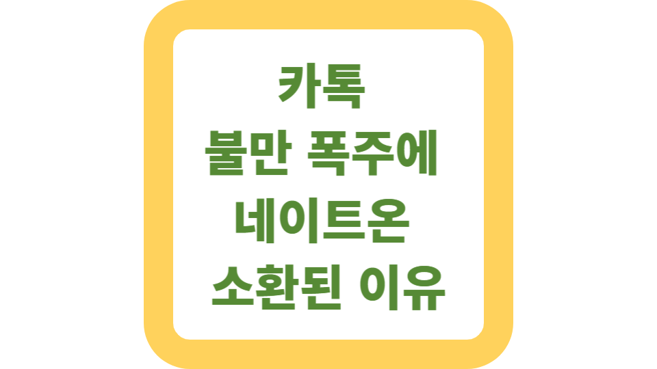 카톡 불만 폭주에 네이트온 소환된 이유 사진