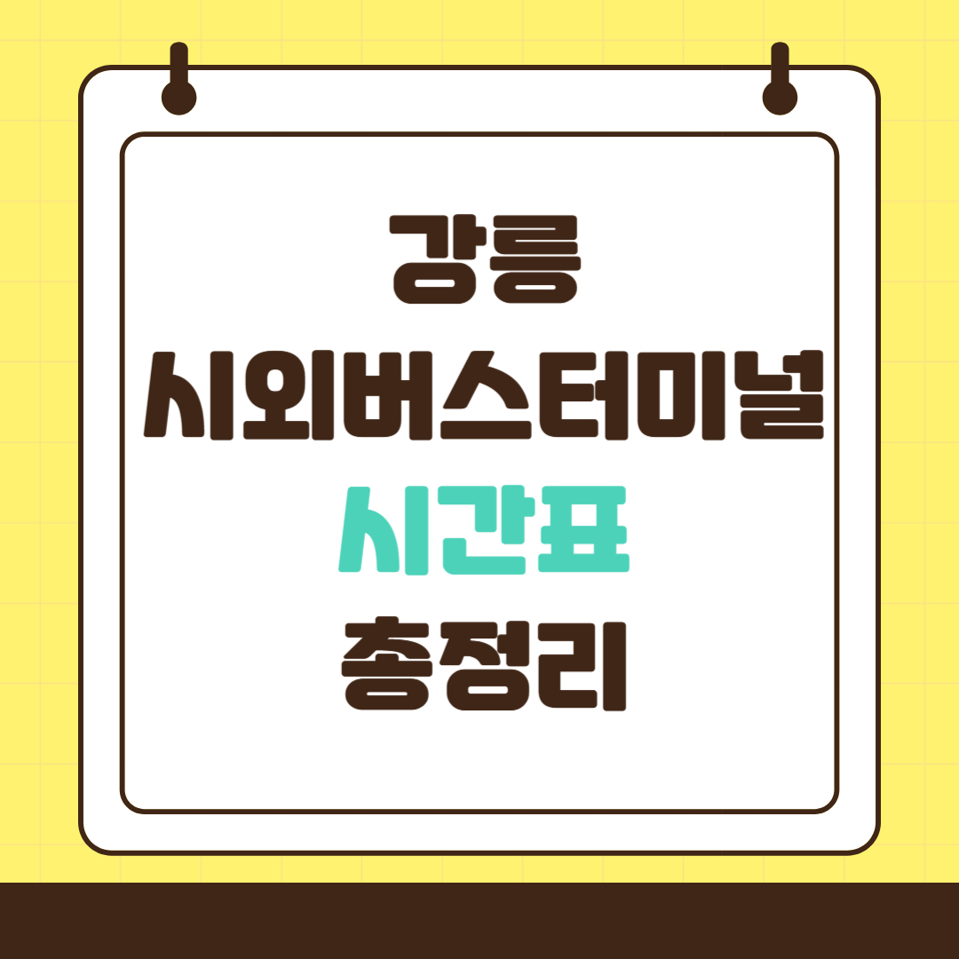 강릉시외버스터미널 시간표 총정리