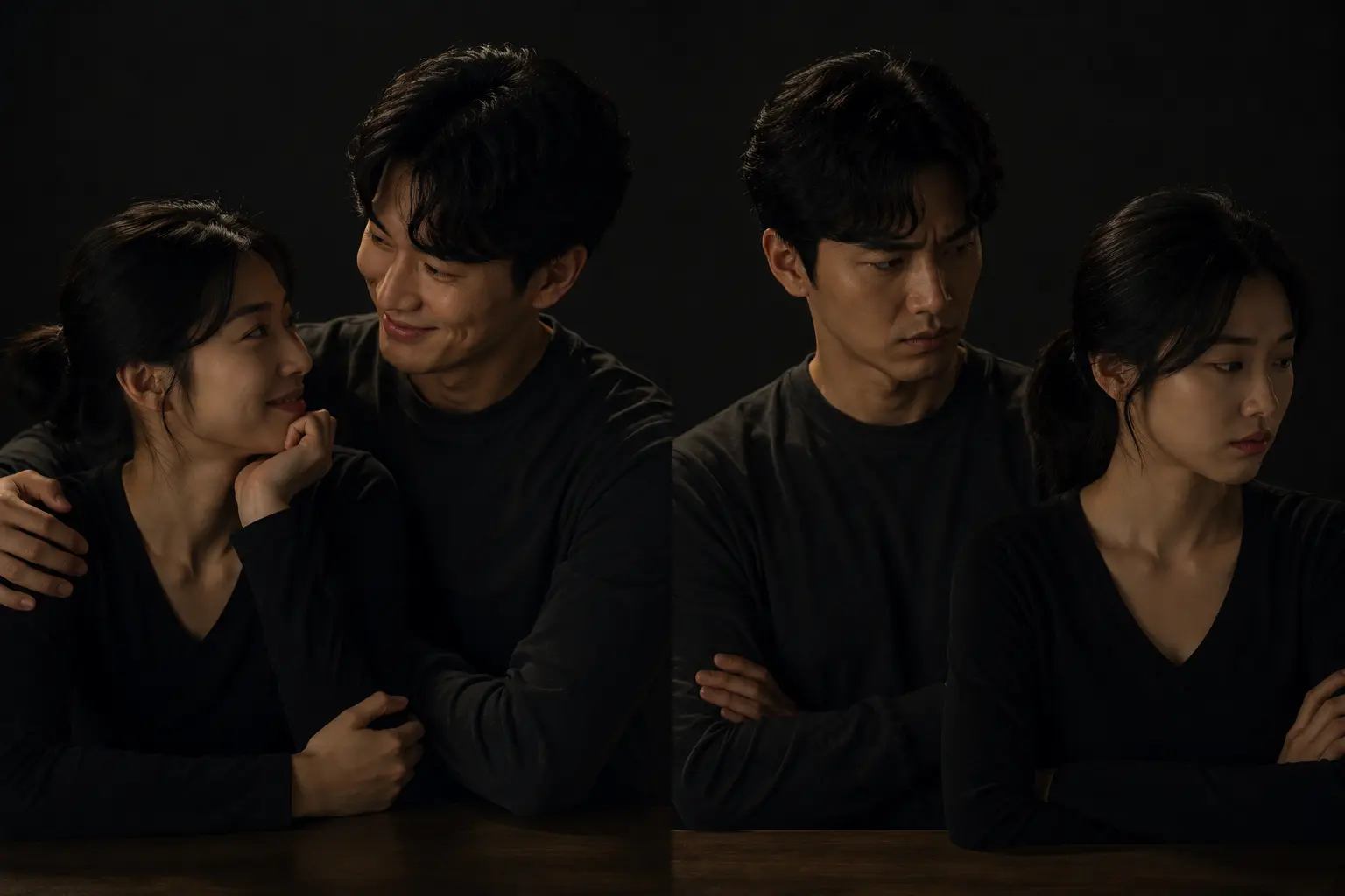 기분에 따라 태도가 바뀌는 상황을 표현한 심리 이미지