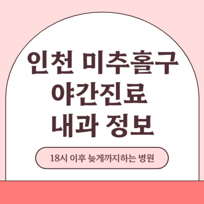 인천 미추홀구 야간진료 내과 병원 (18시 이후 늦게까지하는 병원)