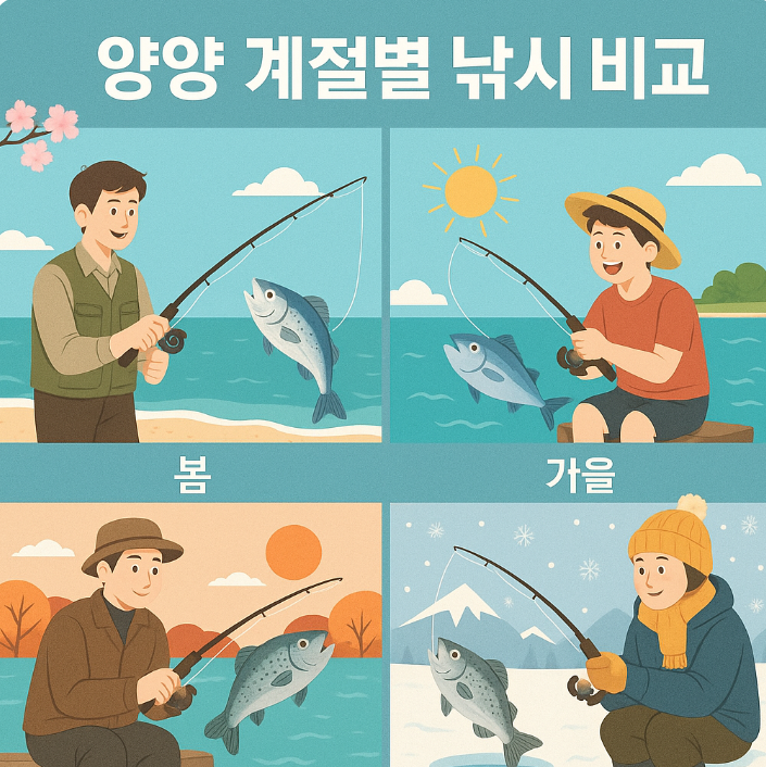 양양 계절별 낚시 비교 이미지