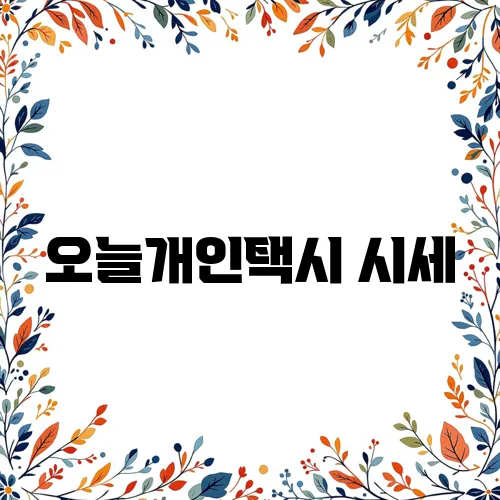 오늘개인택시 시세