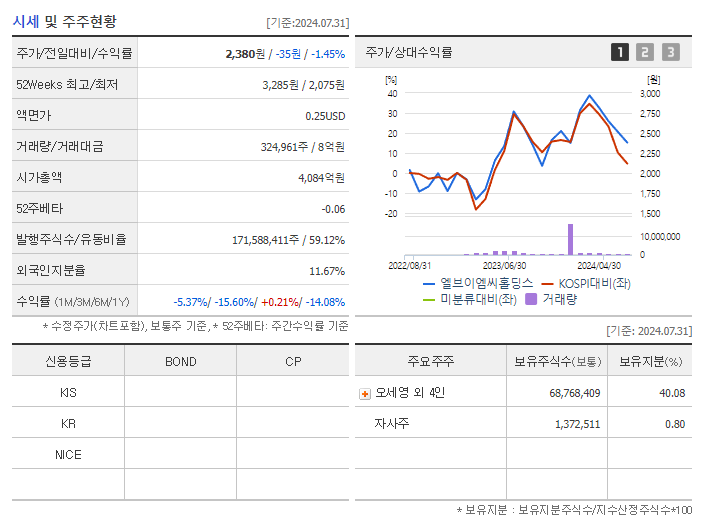 엘브이엠씨홀딩스_기업개요