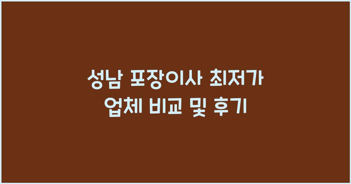 성남 포장이사