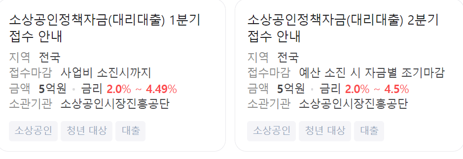 소상공인정책자금 대리대출