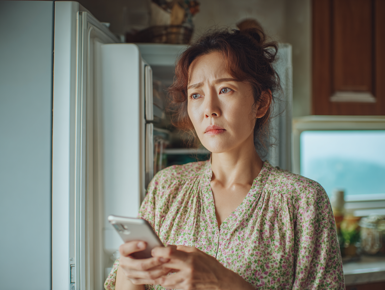 40대 여성의 단순 건망증과 젊은 치매 초기증상을 비교하는 일상 모습