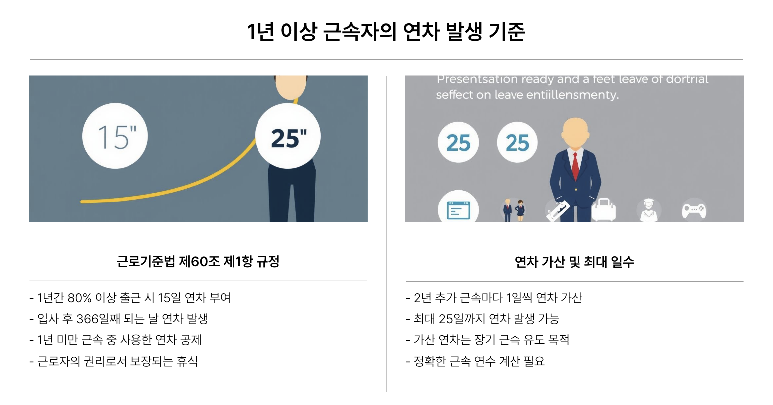 1년 이상 근속 근로자의 연차 계산방법