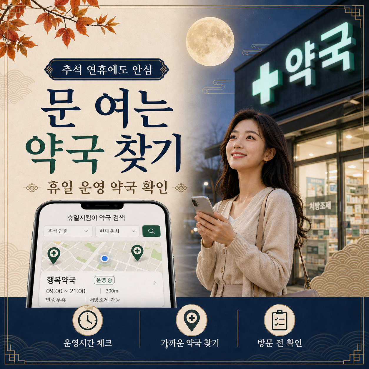 추석 연휴 휴일지킴이약국을 활용한 문 여는 약국 찾기