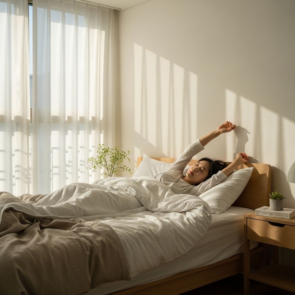 심야약국7&amp;#44; 침대에서 개운한 아침을 맞고 있는 여성