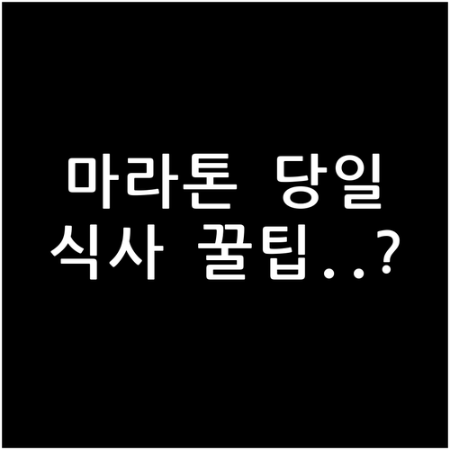 마라톤 당일 최상의 몸 상태 만드는 ..