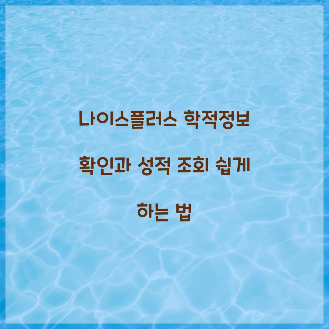나이스플러스 학적정보 확인