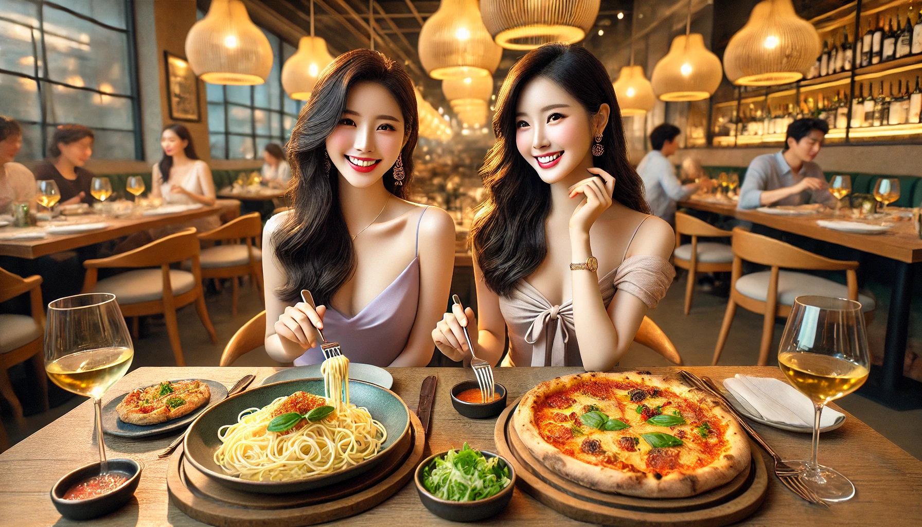 파스타 먹는 미녀들