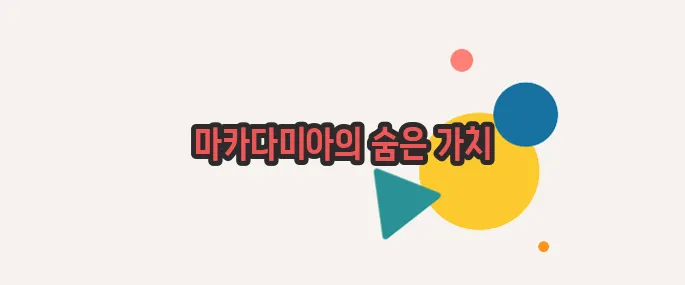 마카다미아의 효능 차근차근 살펴보죠