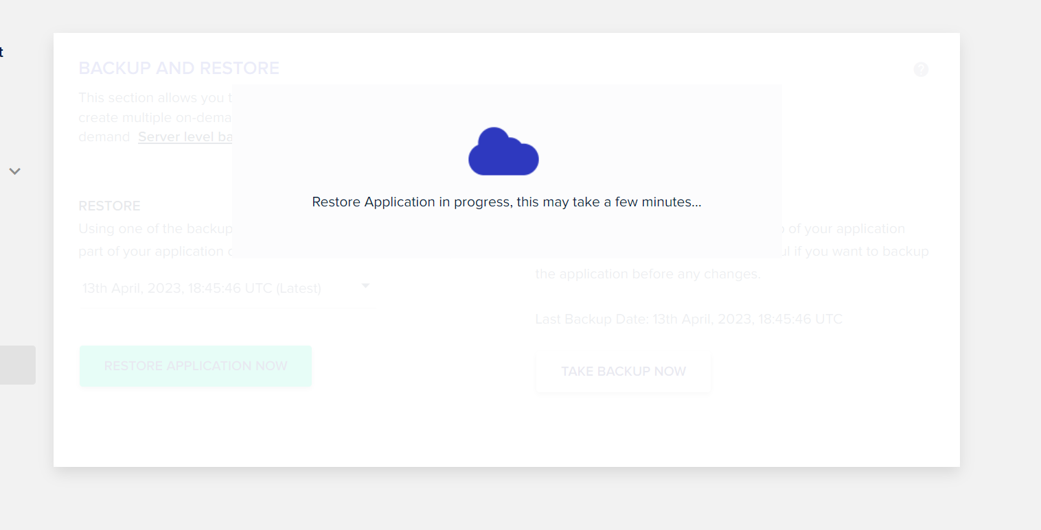 클라우드웨이즈 복원 방법 (워드프레스 사이트 롤백) - 복구 중