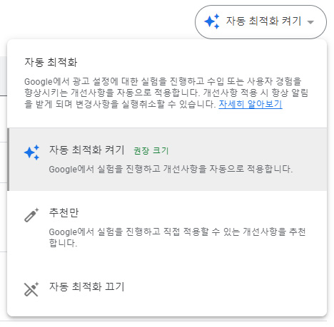 자동최적화 옵션