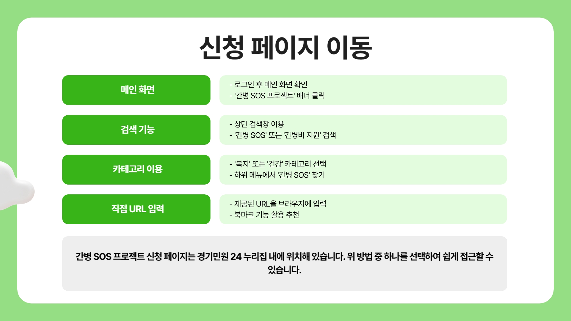 간병 SOS 프로젝트 신청